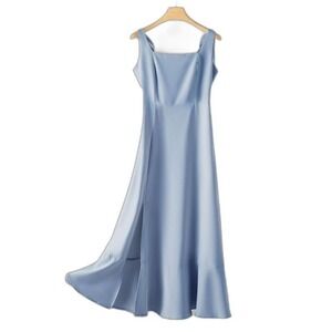 Sebaq1in Blue A-Line Square Neck Cottagecore Dress Size S NWT‎